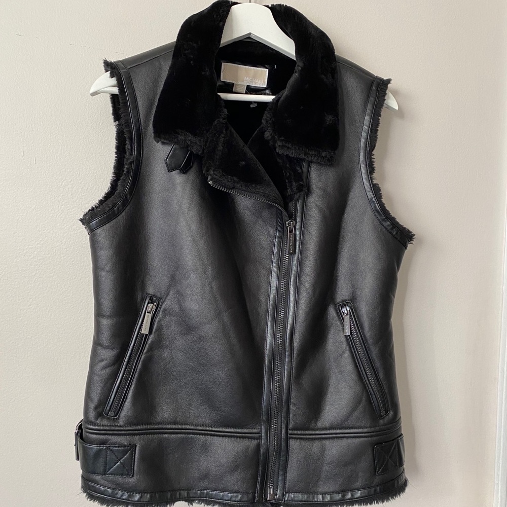 Michael Kors Faux Leather Shearling Vest